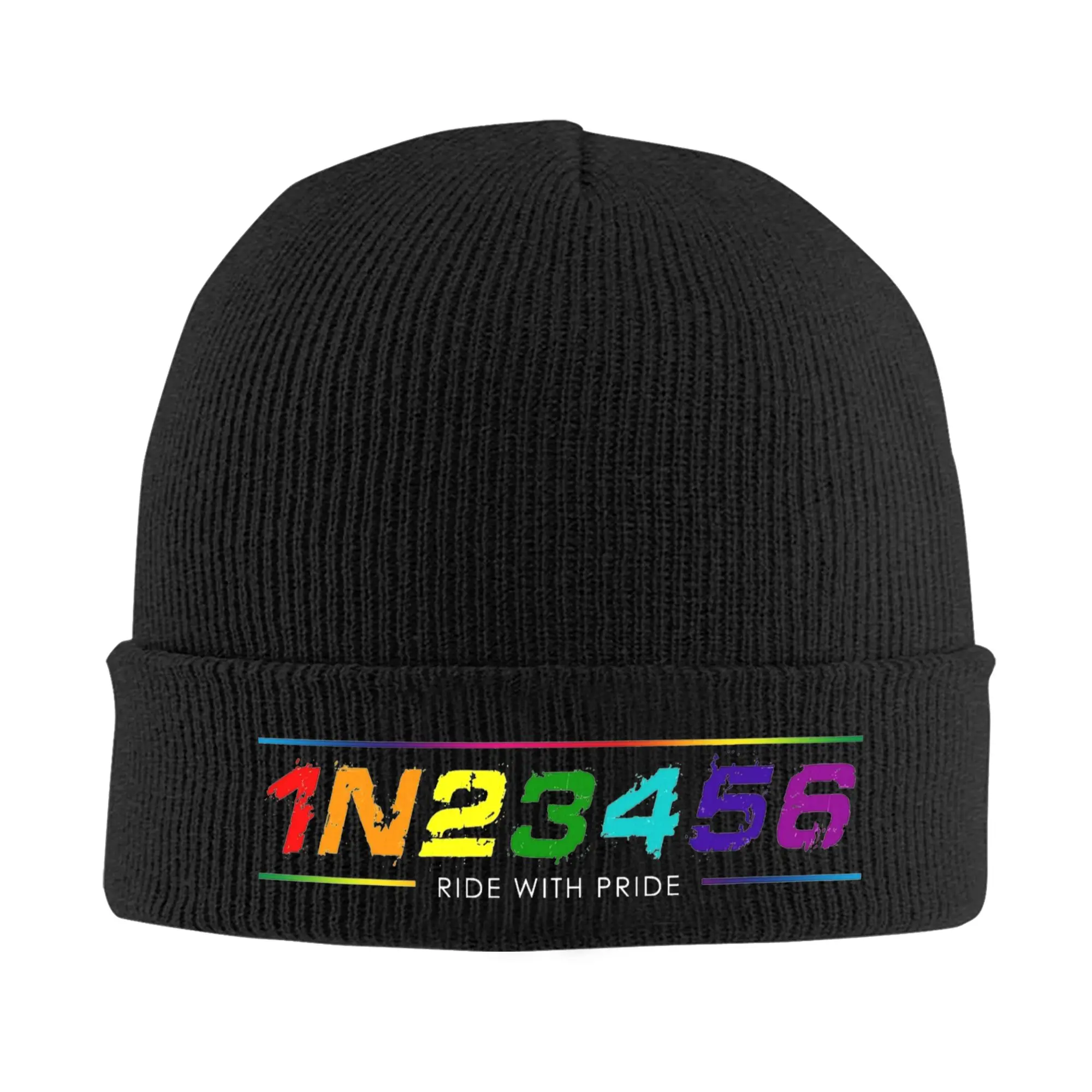 1N23456 Ride Motorcycle With Pride LGBT Knitted Caps for Women Men Beanies Winter Hats Acrylic  Casual Cap ,