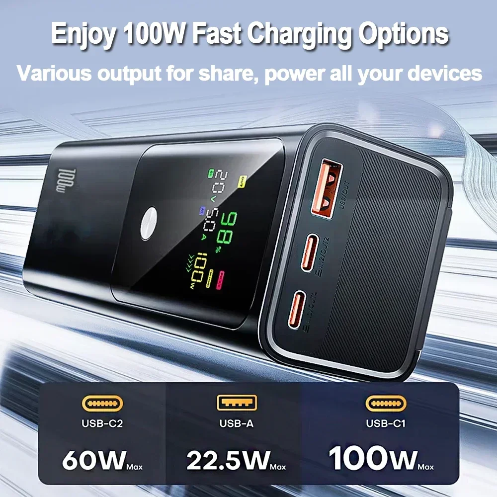 Ranwomen 20000mAh قوة البنك 100 واط لأجهزة الكمبيوتر المحمول بطارية خارجية PD100W شحن سريع المحمولة PD60W بطارية مساعدة للكمبيوتر اللوحي