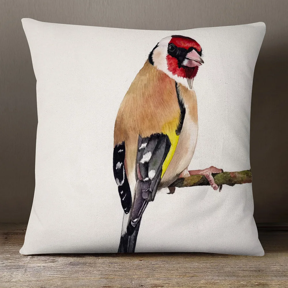 European Bee Eater Roller Bird Goldfinch Black Headed Bunting Kingfisher Drawing Print Decorative Cushion Cover Pillow Case