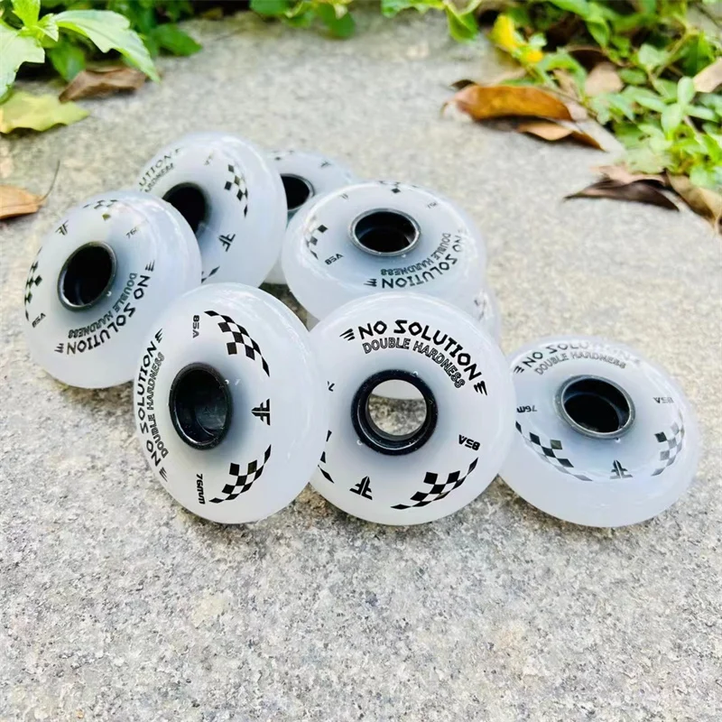 4 pieces Double Hardness 85A 70A Professional Inline Skates Wheel for SEBA FSK Slalom Roller Skating Ruedas 68mm 72mm 76mm 80mm