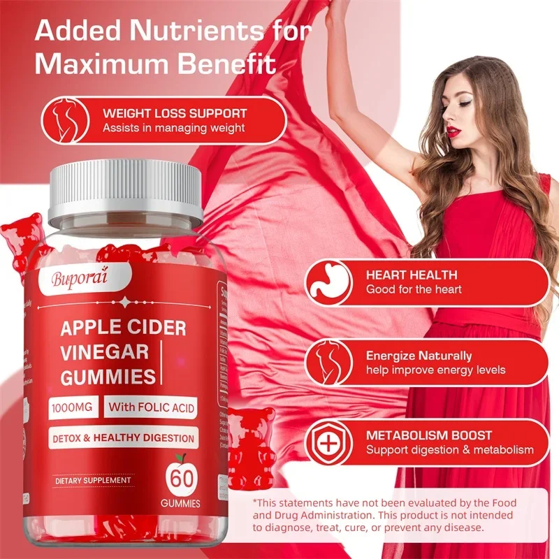 Apple Cider Vinegar Gummies - Metabolism, Supports Digestive Health, Weight Management, Promotes Cellular Energy Production