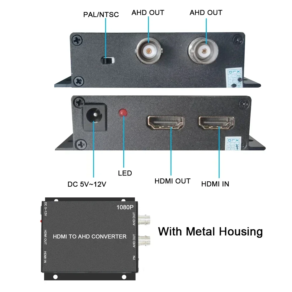 جديد 1080P HDMI إلى AHD محول الفيديو محول فيديو صغير محول HDMI حلقة مع 2CH AHD محول الإخراج لمراقبة HDTV DVRS