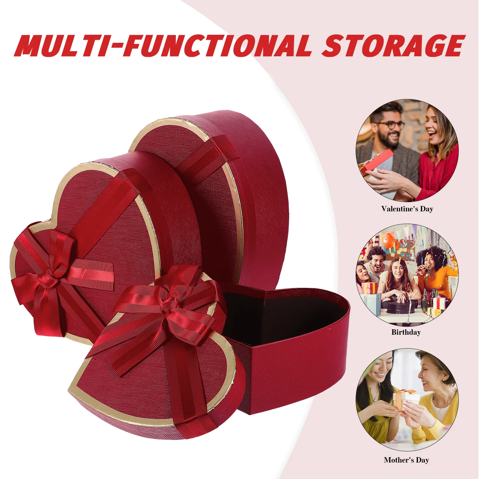 3pcs Heart Shaped Gift Box For Valentine Packaging Boxes Wedding Anniversary Heart Shaped Gift Boxes Birthday Gift Packing Box