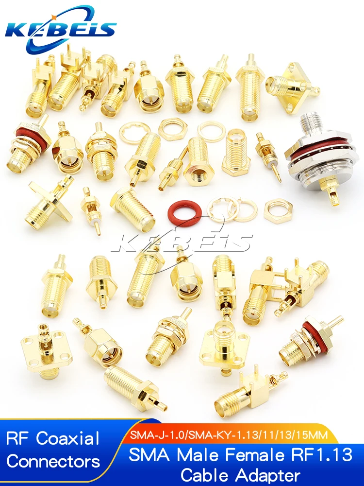Connecteur SMA mâle/femelle, 2 pièces, connecteur SMA-KY-KWE-1.13/SMA-J-1.5 RG1.13/RF0.81, connecteur coaxial RF, bornes de câble 50 Ohm