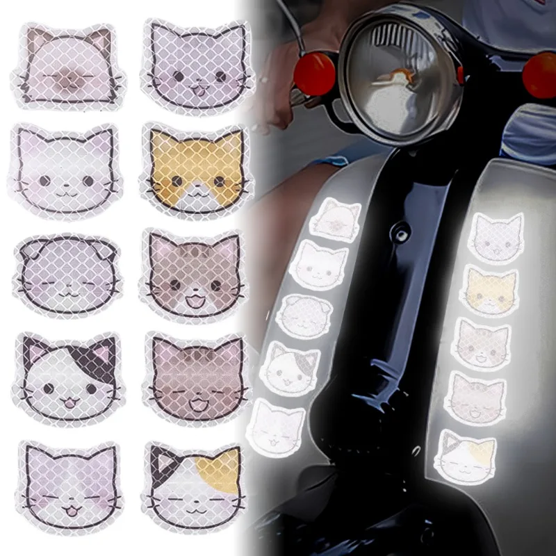 Cartoon Cat Reflective Car Stickers Personalised Decals Electric Car Decoration Body Scratches Blocking Decorative Stickers