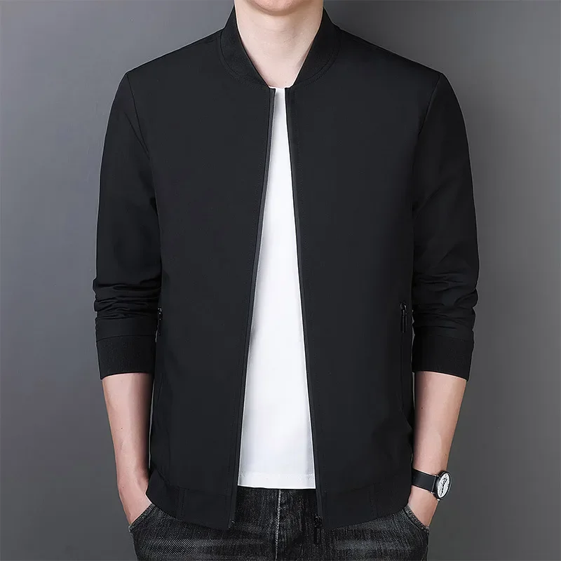 

2023 Spring and Autumn New Men's Standing Neck Jacket Top Men's Middle and Youth Business Casual Jacket Coat