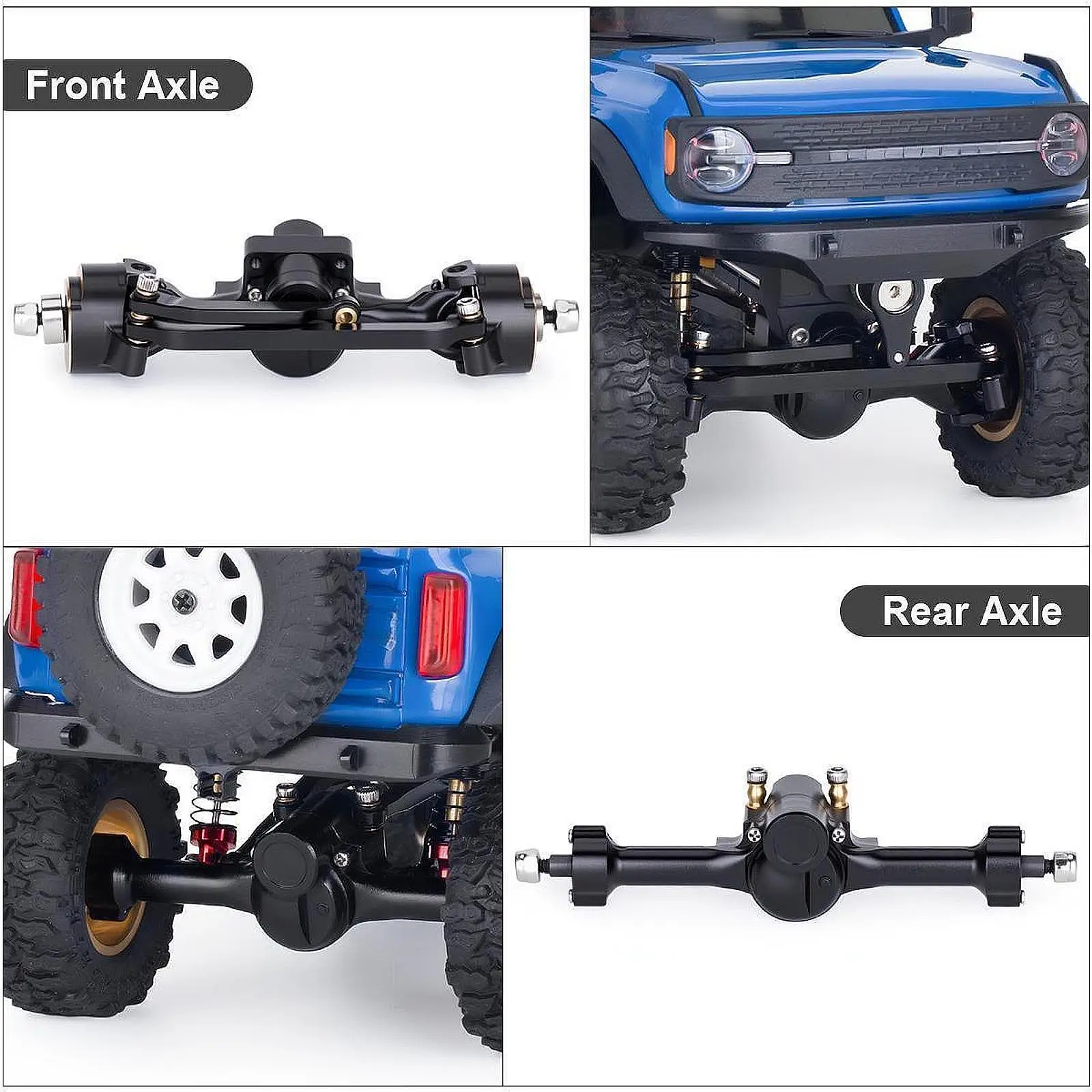 

Heavy Duty Front Rear Axle Set with Steering Link Brass Knuckles for RC Crawler