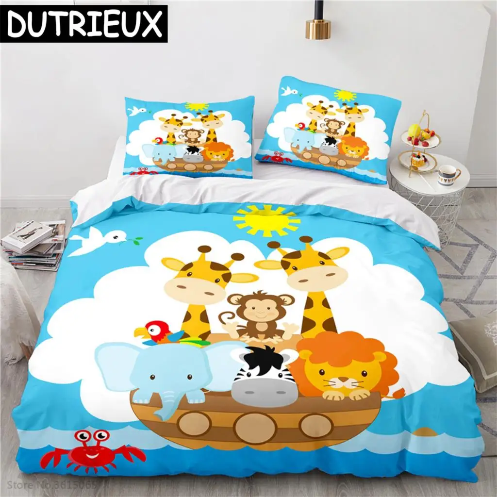 

Nordic Cartoon Animal Printed Bedding Set Duvet Cover Children Bedclothes Duvet Cover Sets Pillowcase Twin Full Queen King Size