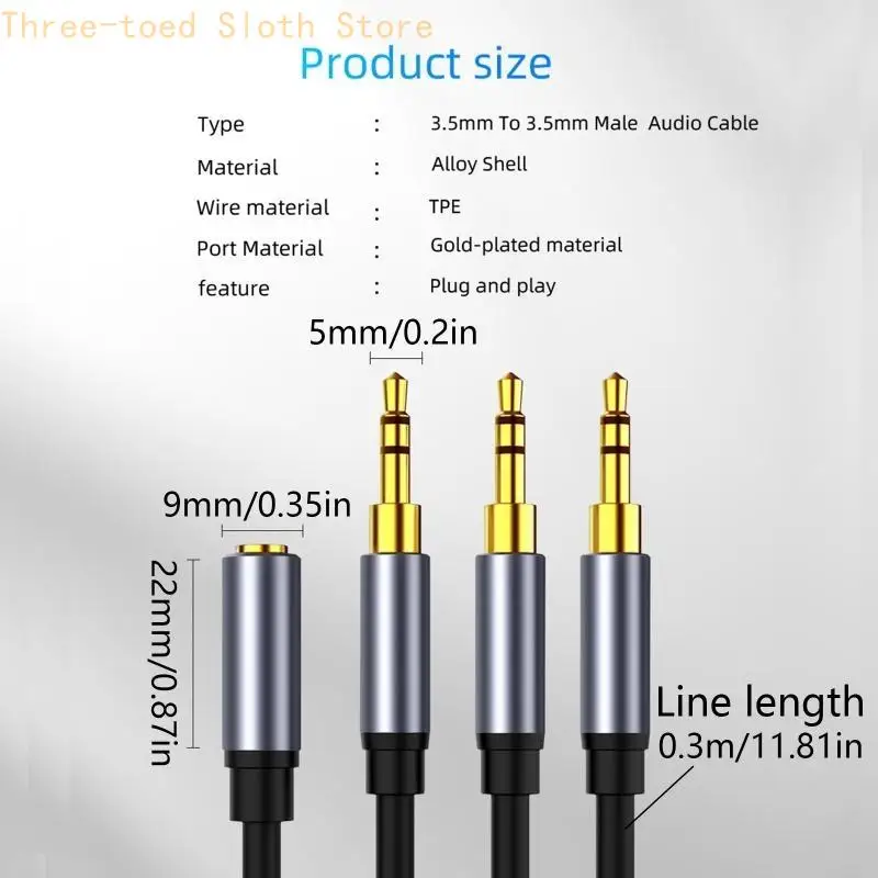 Stereo 3,5 mm Kopfhörer Splitter Adapter Kabel Draht Verbindungsleitung für Tablets E74A – Detail 6