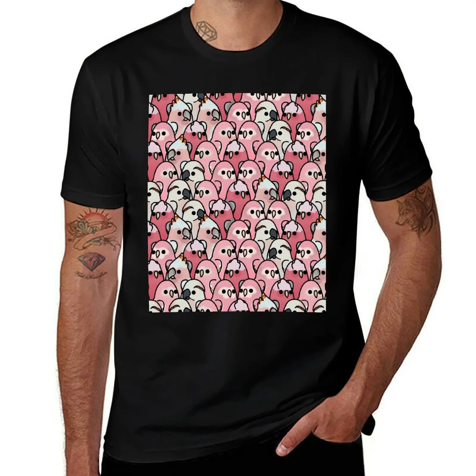 

Too Many Birds! - Pink Parrot Posse! T-Shirt t shirt man cotton t shirts for man graphic funny cotton t shirt pack T-Shirt
