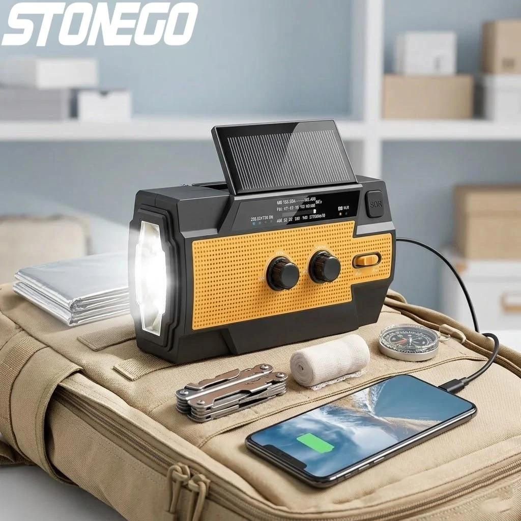 

Portable Solar Hand Crank Emergency AM FM NOAA Radio 4000mAh Battery Flashlight Phone Charger SOS Alarm