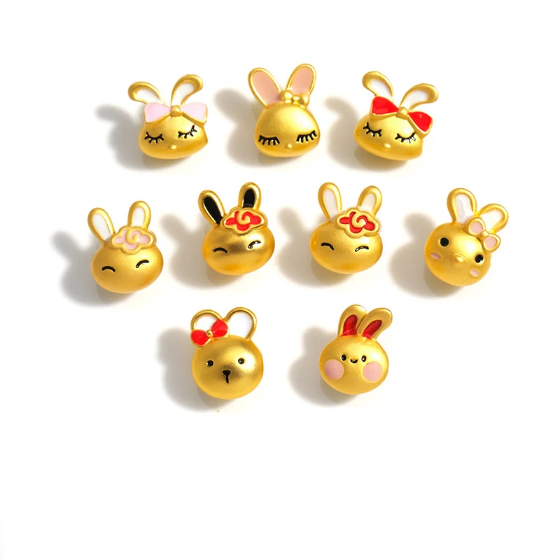 1pc Bow-Bunny Beads Cute  Animal Oil Drop Charms DIY Jewelry Making Necklace Bracelet Keychain Earrings Hair Accessory Wholesale