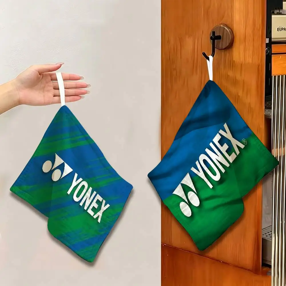 Fashion Badminton Y-Yonex Hanging Design Hand Wiping Towel, Polyester Cotton Fabric, Universal for Bathroom Kitchen