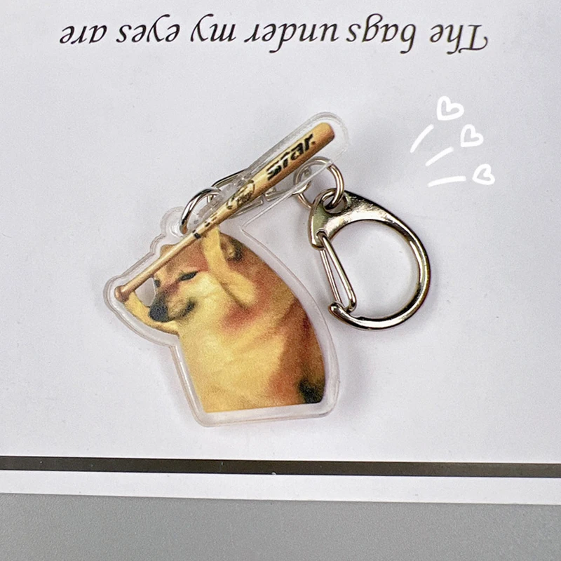 Funny Shiba Inu Key Chain Acrylic Hilarious Animal Emoticon Key Chains Car Key Pendant Gifts For Men Women