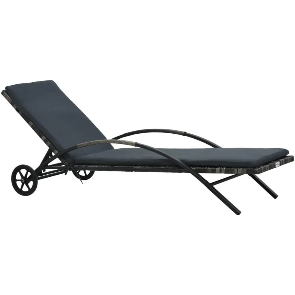 

Sun Lounger,Patio Rattan Lounge Chair, Outdoor Reclining Chaise Louge, Wicker Sun Lounger with Adjustable Backrest for Garden, B