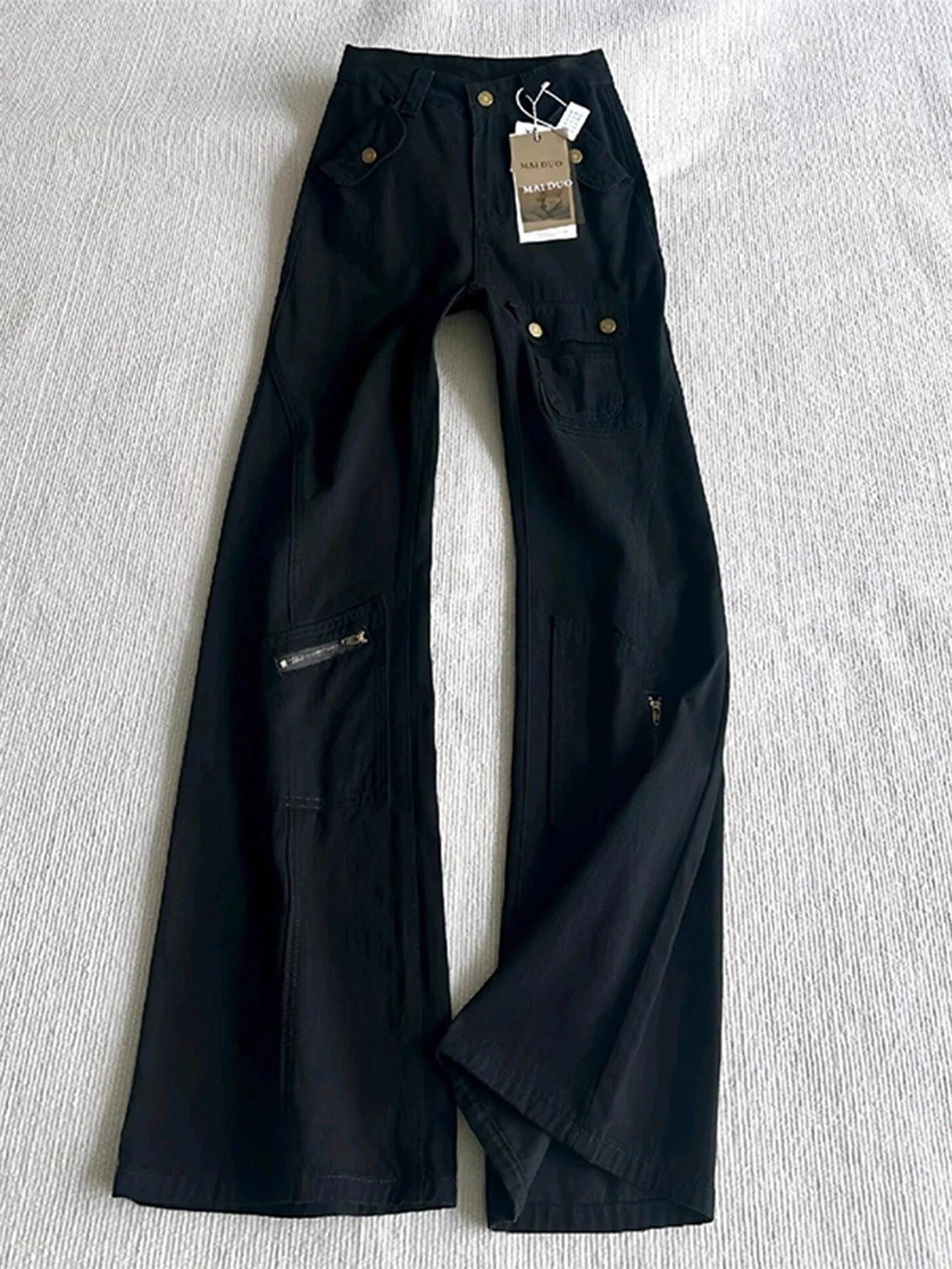 

Черные мужские джинсы слим-фит со средней посадкой, прямые, с декоративными карманами, осенние рабочие брюки в американском уличном стиле