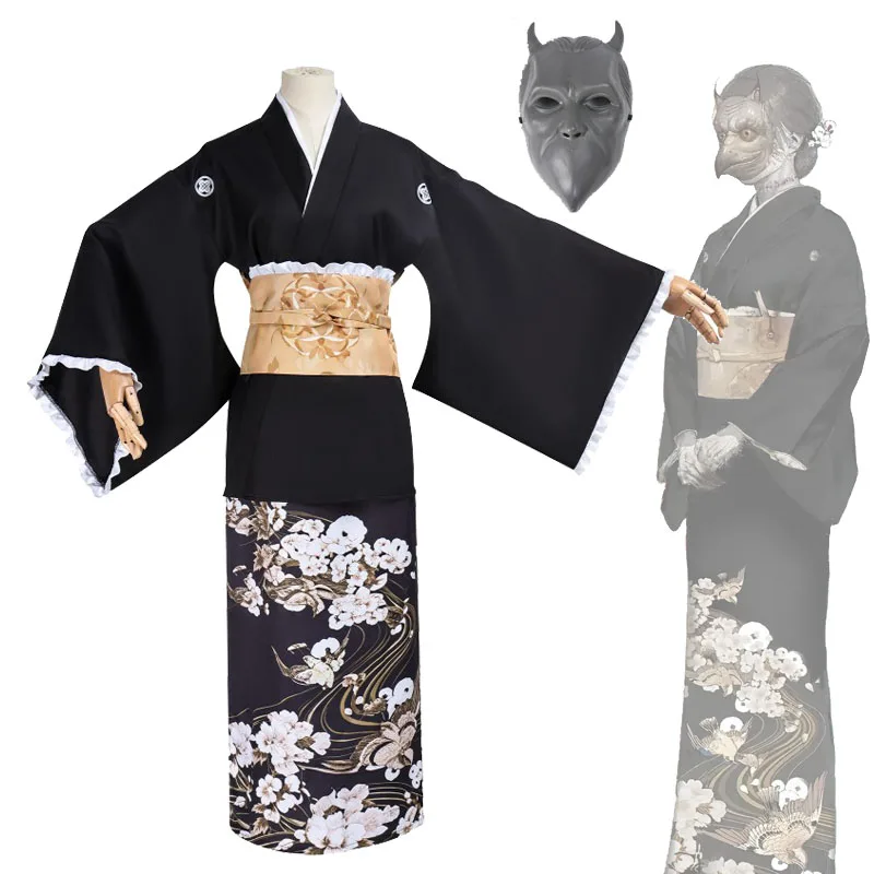 

ACG Junko Kinuta Cosplay Kimono Set And Mask SILENT HILL f Costume Shimizu Hinako's Sister Junko's Wafuku Anime Games Costumes