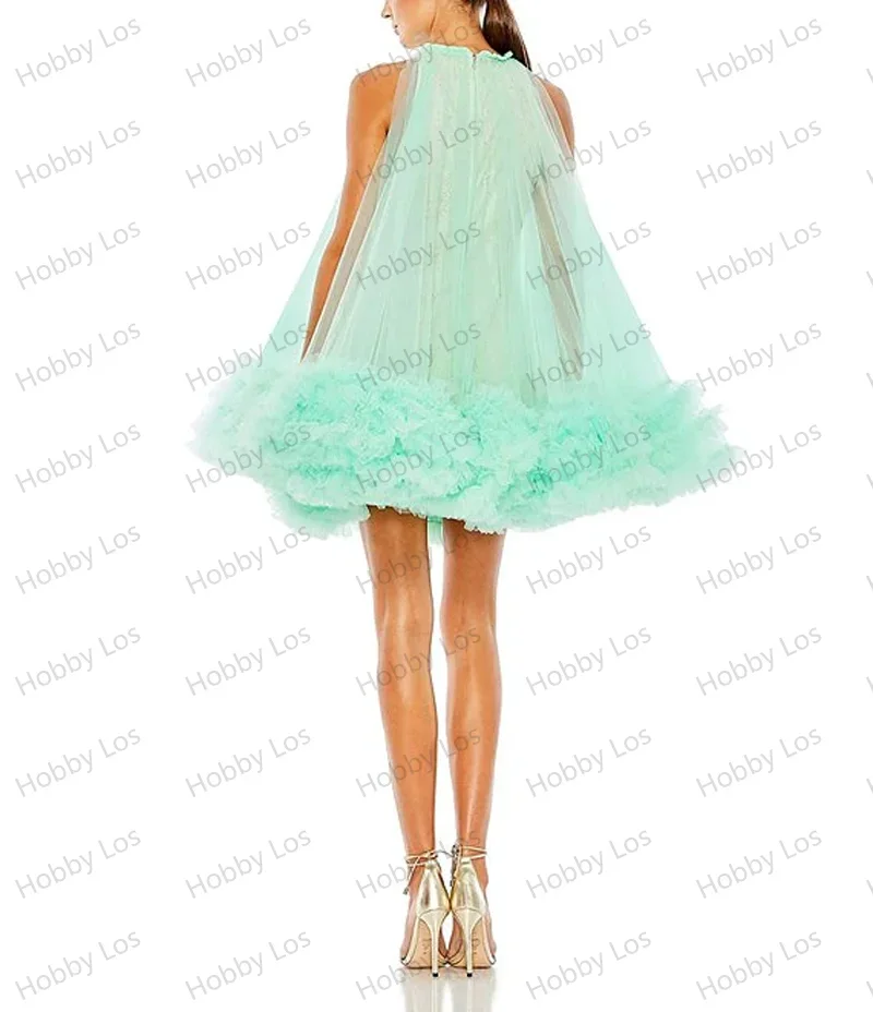 SERENDIPIDTY Pretty Sweet Short Women Dress Sleeveless Tulle Ruffles A-Line Girl Elegant Evening Party Dresses Custom Made Free