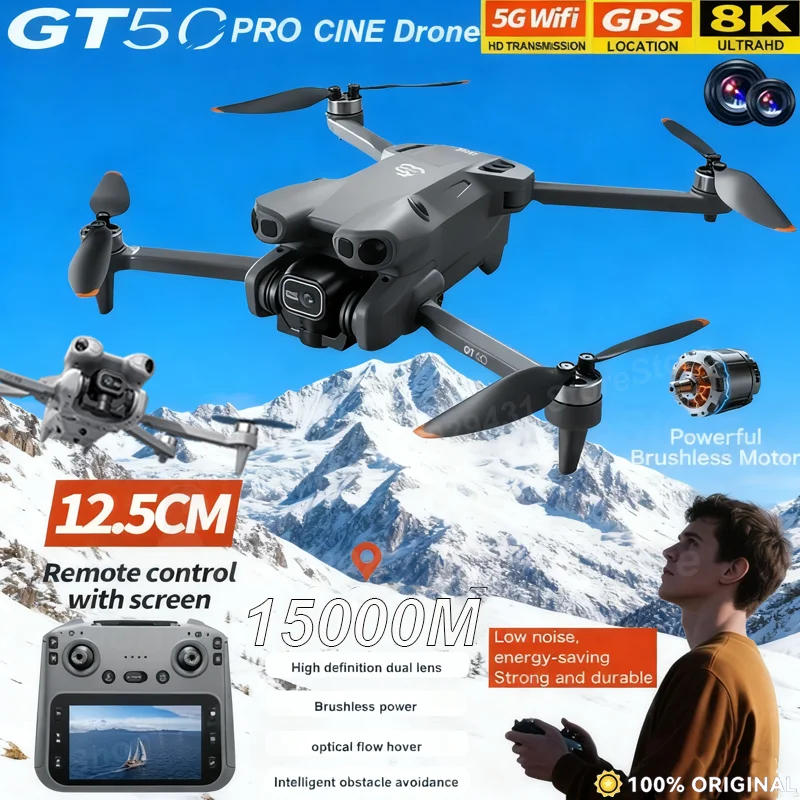Drone GT50 PRO Baru 2.4G 5G WIFI Profesional 8K HD Kamera Ganda Fotografi Udara Tanpa Sikat Lipat RC UAV Quadcopter Mainan Hadiah
