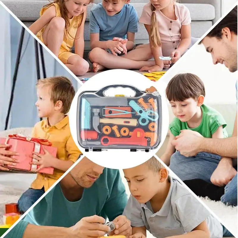 Kids Toolbox Kit Children Hand Tools Construction Role Play Activity Simulation Repair Tools Toys Engineering Puzzle Toys Gifts