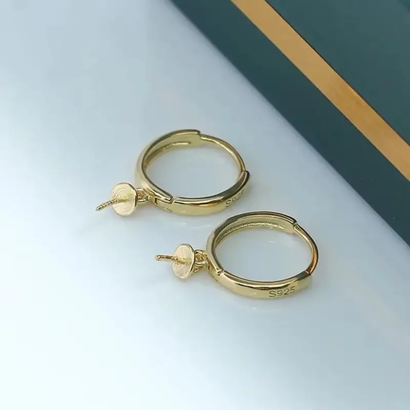

S925 Sterling Silver Pearl Earring Settings DIY Jewelry Making Supplies Blank Earring Posts for Handcrafted Accessories No Pearl