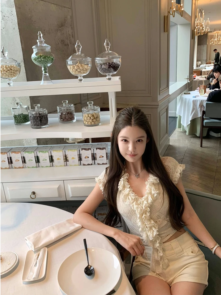 

Трикотажный топ с жилеткой Good Morning Fan Fan Romantic Aosphere Heavy Embelliment, женский, летний, нежный, чистый шик, или Sve