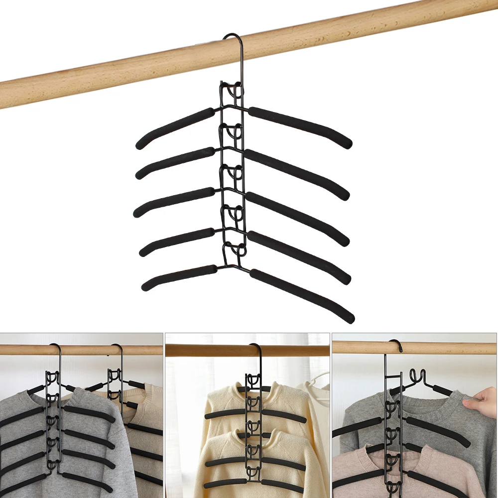 

Indoor Space Saving Clothes Drying Rack Household One-Piece Clothes Hanger Mounted Hanger Detachable Storage Holder 5 Layer