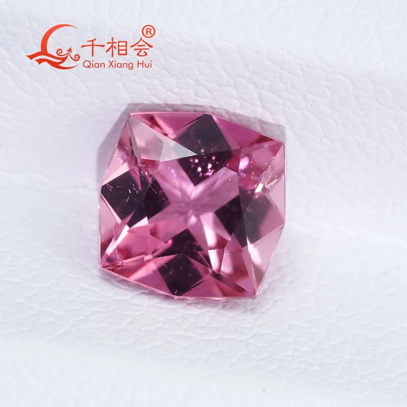 1.24ct square shape Natural Rubellite Tourmaline Orangish Pink color  stone Gifts Loose Gemstone GRC certificated