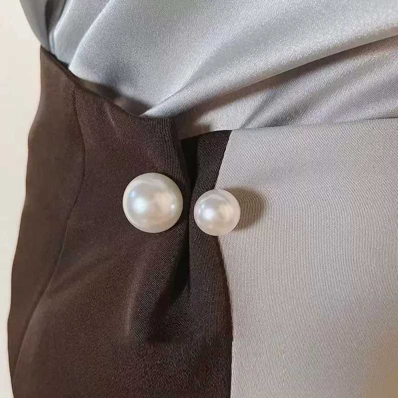 3pcs Pearl Brooch Pins Women Elegant Fixed Safety Brooches Pins for Jeans Waist Reduce Button Summer Dress Decoration Pants Clip