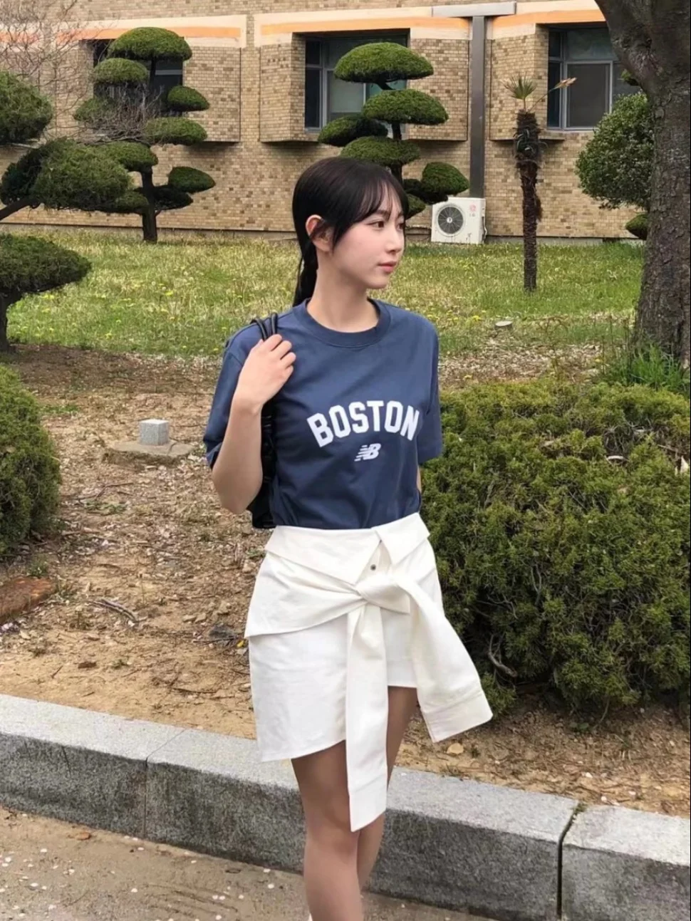 

Асимметричная юбка-трансформер Bohemseo с ремешками, дизайн в стиле Spicy Girl, корейская модель с высокой талией, асимметричная юбка средней длины в корейском стиле