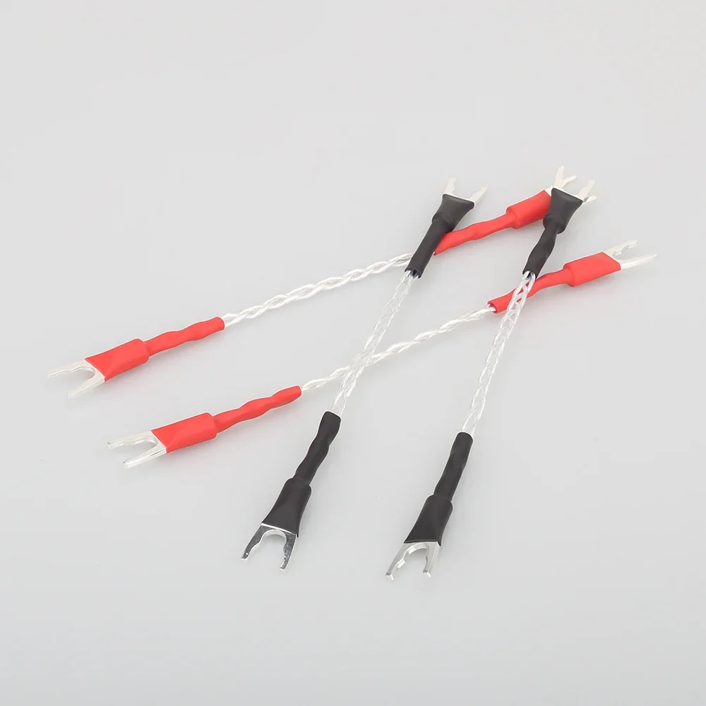 Hi-end áudio banhado a prata jumper cabo de alto-falante hifi jumper de áudio com terminal de pá y banhado a prata 8ag