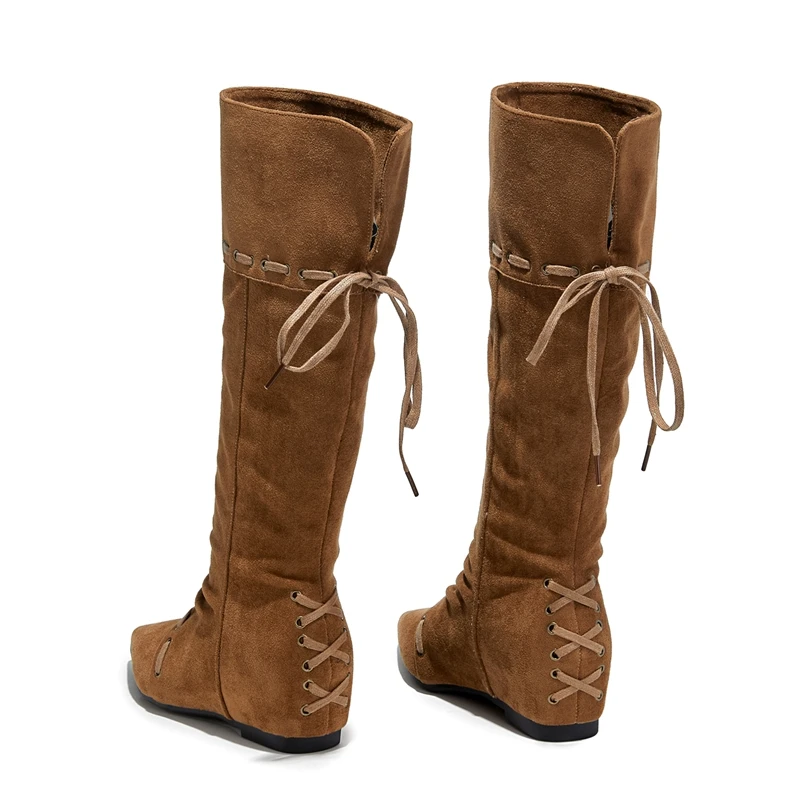 AIYUQI 2025 New Women's Boots Pointed Toe Pleated Women Biker Boots Large Size Maillard Women's Western Cowboy Boots