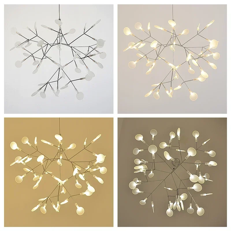 SANDYHA Modern Luxury Firefly Chandelier Branch Design Iron Work Pendant Light Led Lamps for Living Room Dinning Indoor Lighting