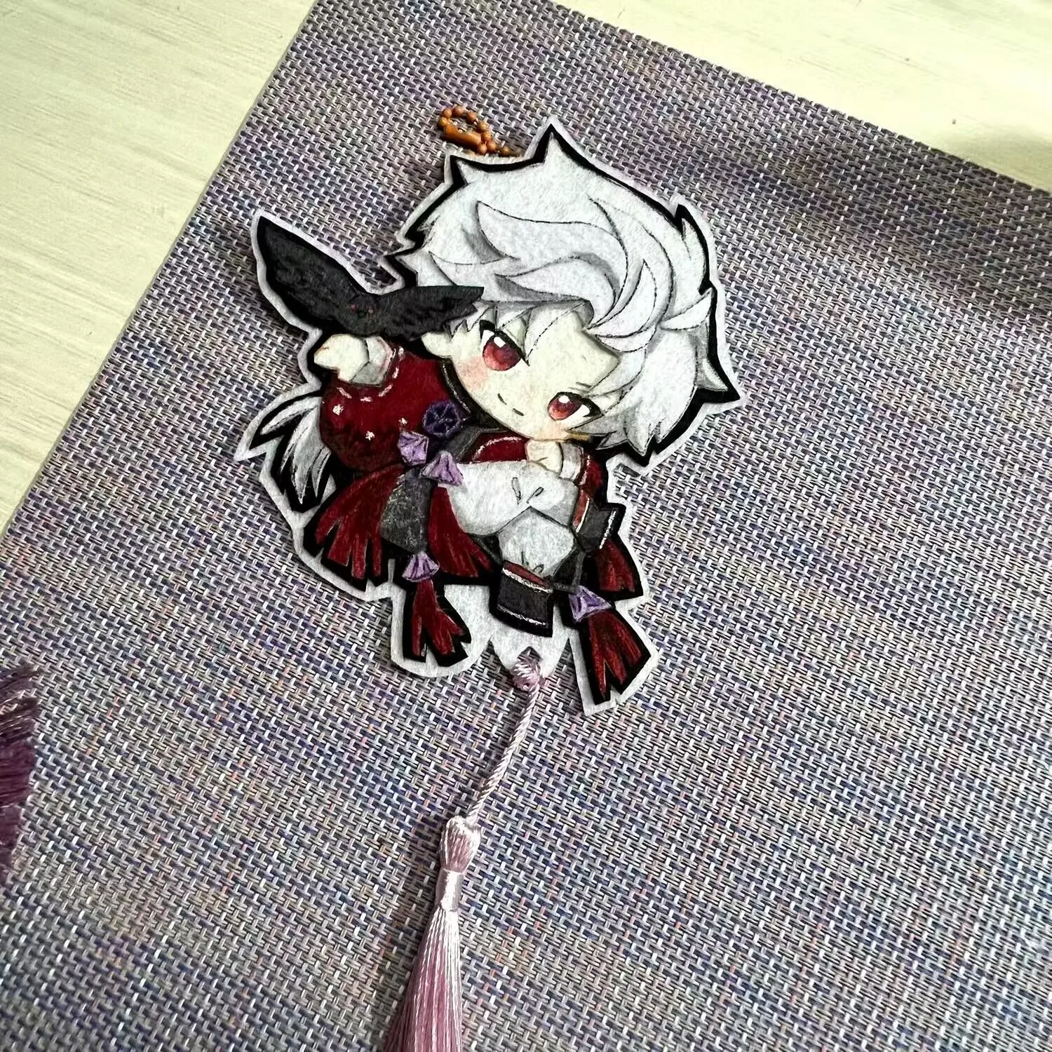 "사랑과 깊은 공간" 팬메이드 상품 Q버전 부직포 펜던트 키체인, 고급스러운 가방