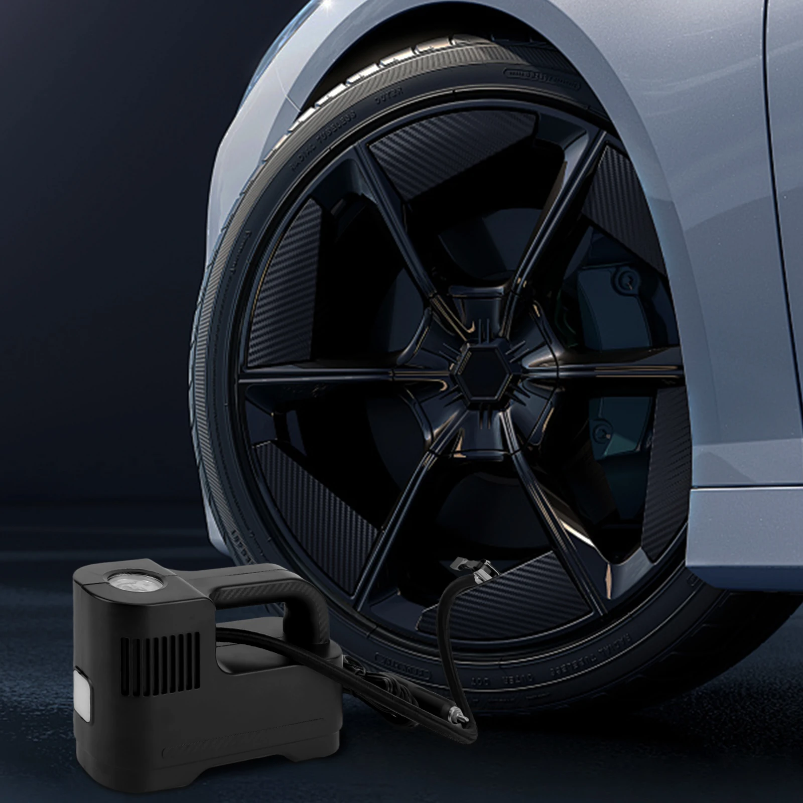 

Электрический насос для шин 150PSI с манометром, велосипедный воздушный компрессор, встроенный светодиодный светильник, насос для автомобильных шин для автомобильных шин