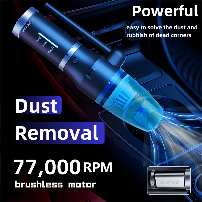 3 in 1 98,000RPM 13,000Pa 무선 송풍 및 흡입 진공 청소기 보조베터리로 휴대용 공기 먼지떨이