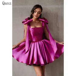 Qanz Sexy Prom Dresses Short Bow Straps A Line Dress Party Evening Elegant Luxury Celebrity Birthday Outfits Women Customized