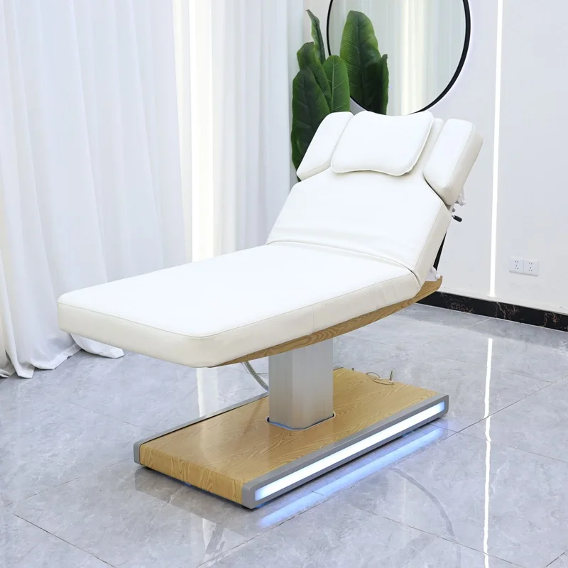 

Electric Massage Table, 3 Motor Beauty Bed, Solid Wood Esthetician Bed, Adjustable Cosmetic Facial Spa Furniture for Salon
