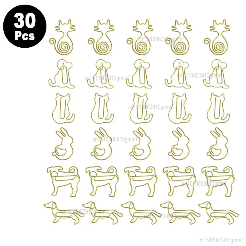 30Pcs Kawaii Mini Metal Paper Clips Bookmark Paperclips Set Cute Stationery Desk Orgainzer Accessories Office Binding Supplies