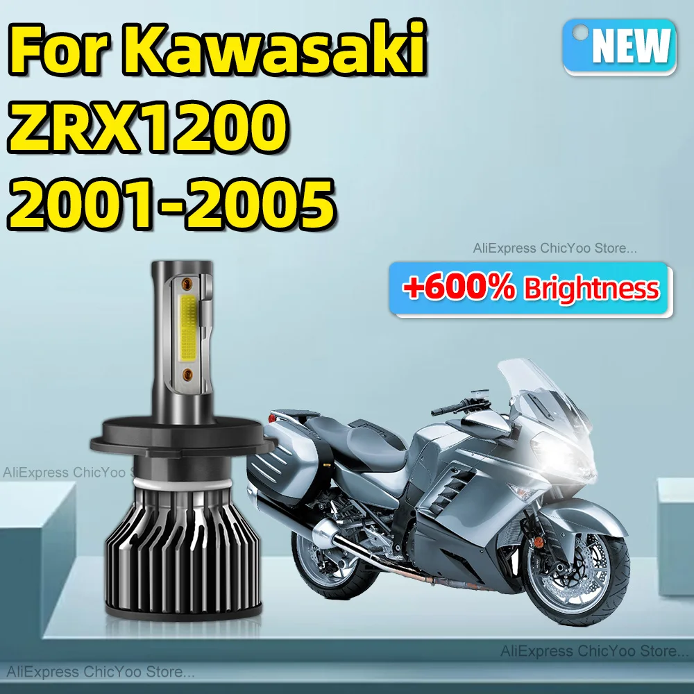 

For Kawasaki ZRX1200 2001 2002 2003 2004 2005 1PCS Motorcycle Headlight Led H4 Super Bright White 6000K 12V Motorbike Hi Lo Beam