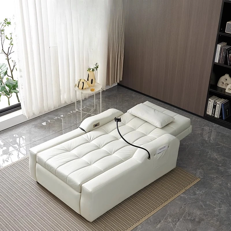 أرائك غرفة المعيشة الحديثة المصممة باللون البيج Loveseat أرائك غرفة المعيشة الفاخرة الفردية المنتفخة النائمة Divano Moderno أثاث المنزل #3