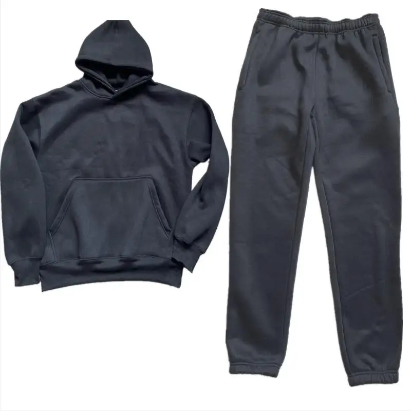 New men's and women's casual cotton sweater set  black Classic hooded sweatshirt