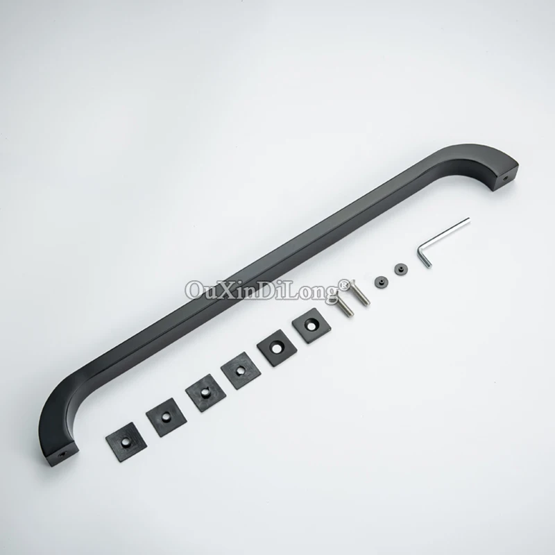 304 Stainless Steel Dumb Black Bathroom Door Handles Arc Shower Cabin Single Glass Sliding Door Pulls