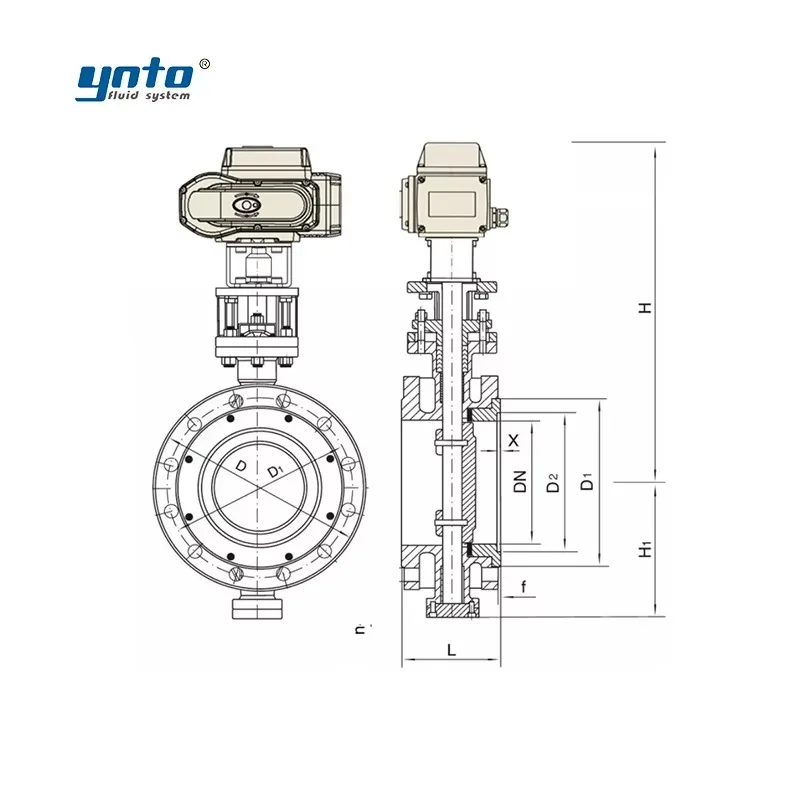 鋳鉄製 DN50 DN65 DN100 Pn16 工業用バタフライバルブ 4-20mA 電気制御 8インチ ダストフランジバタフライバルブ