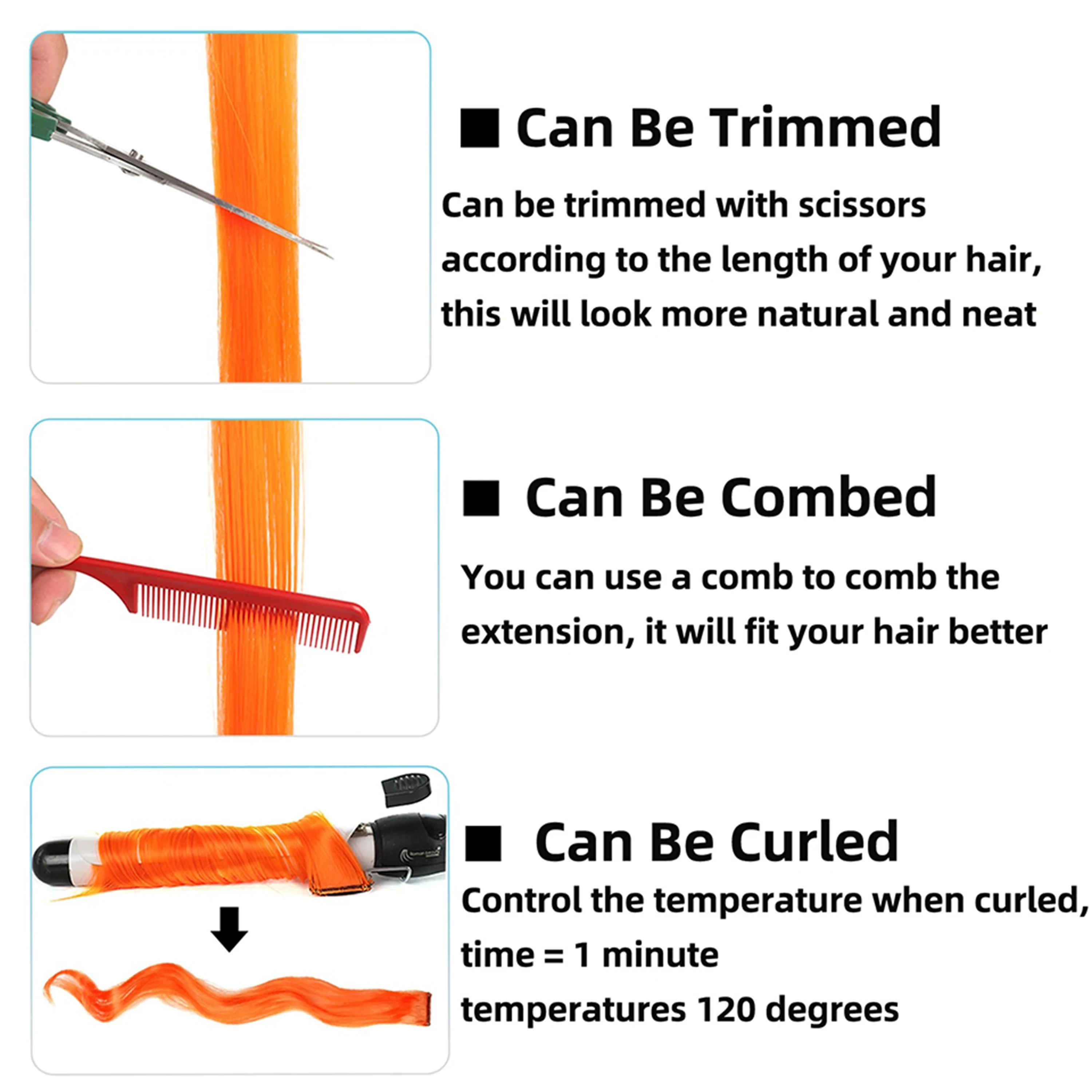 Extensiones de cabello sintético liso de 22 pulgadas, pelo falso con Clip ombré, rosa, morado y amarillo, Color arcoíris, resistente al calor