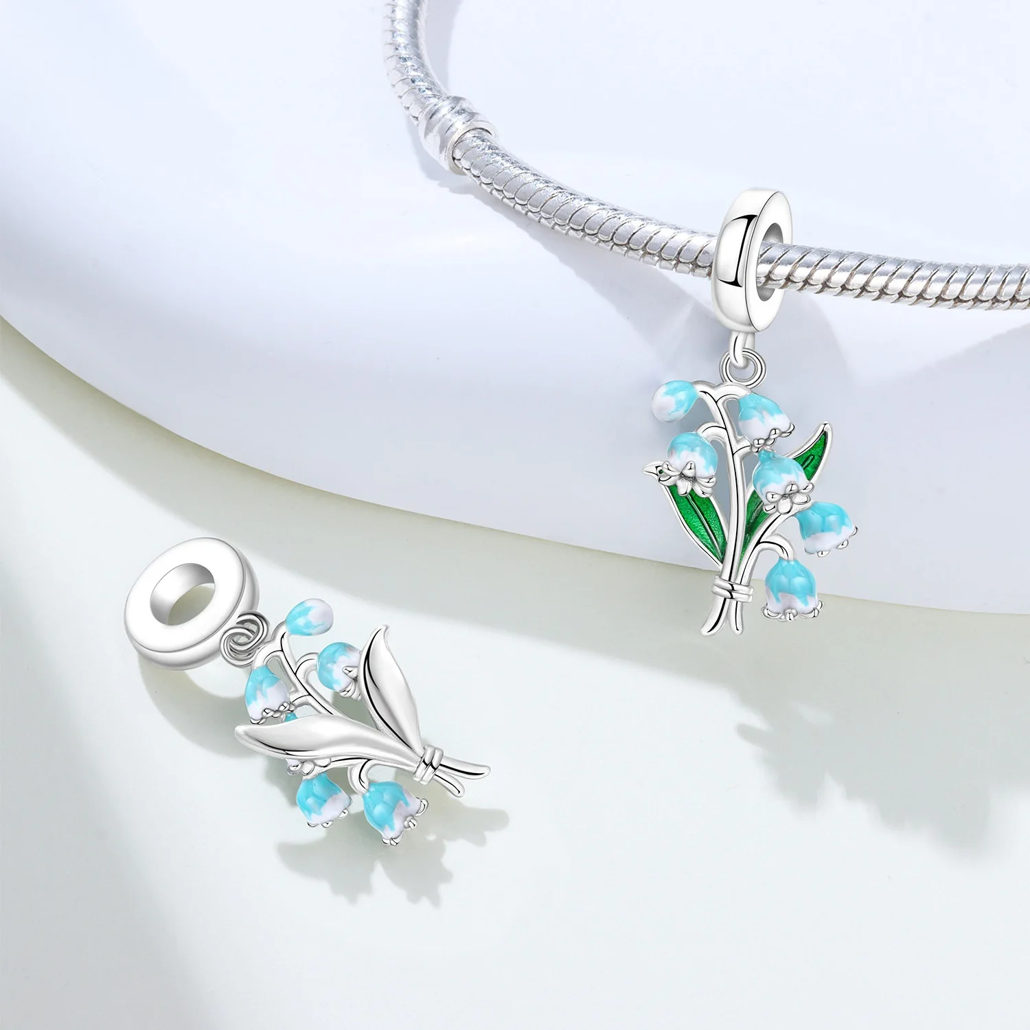 Factory stock plant iris flower, orchid flower, flower pendant bead string jewelry accessory bracelet, silver plated
