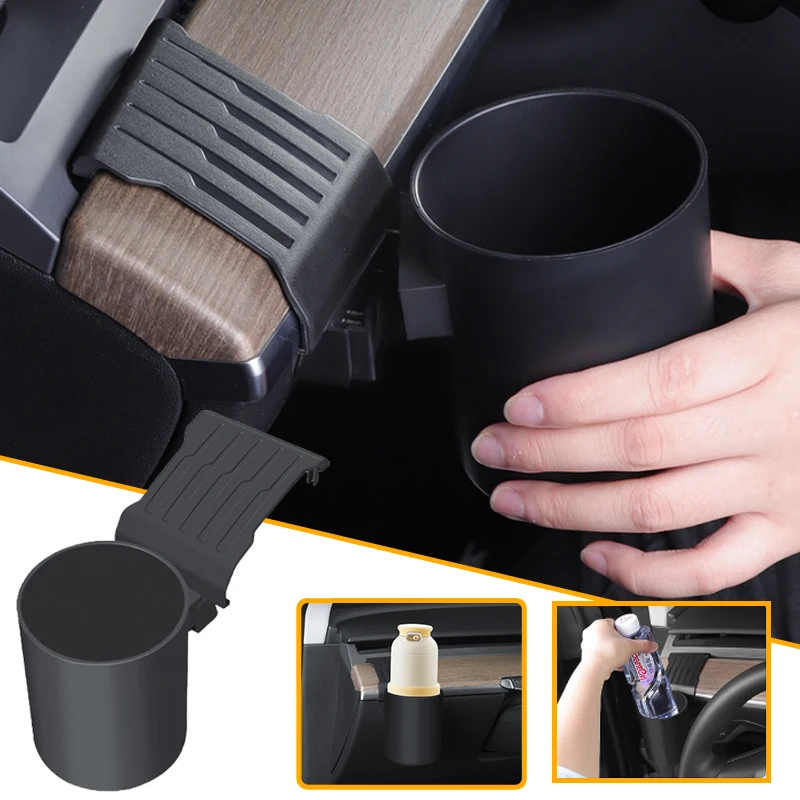 For Tesla Model 3/Y Car Center Console Water Cup Holder Dashboard Storage Cup Holder Organizer Mobile Phone Holder Accessories