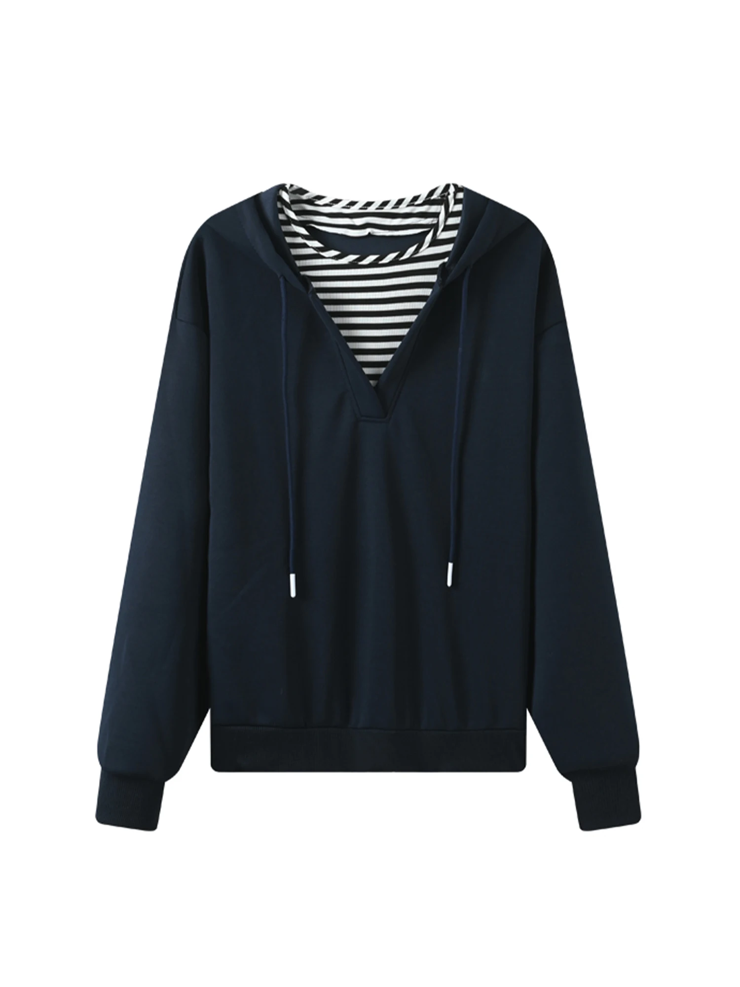 

Женские темно-синие толстовки с капюшоном, винтажная эстетичная толстовка оверсайз 2000-х годов в полоску в стиле пэчворк, Harajuku Y2k, верхняя одежда, осень