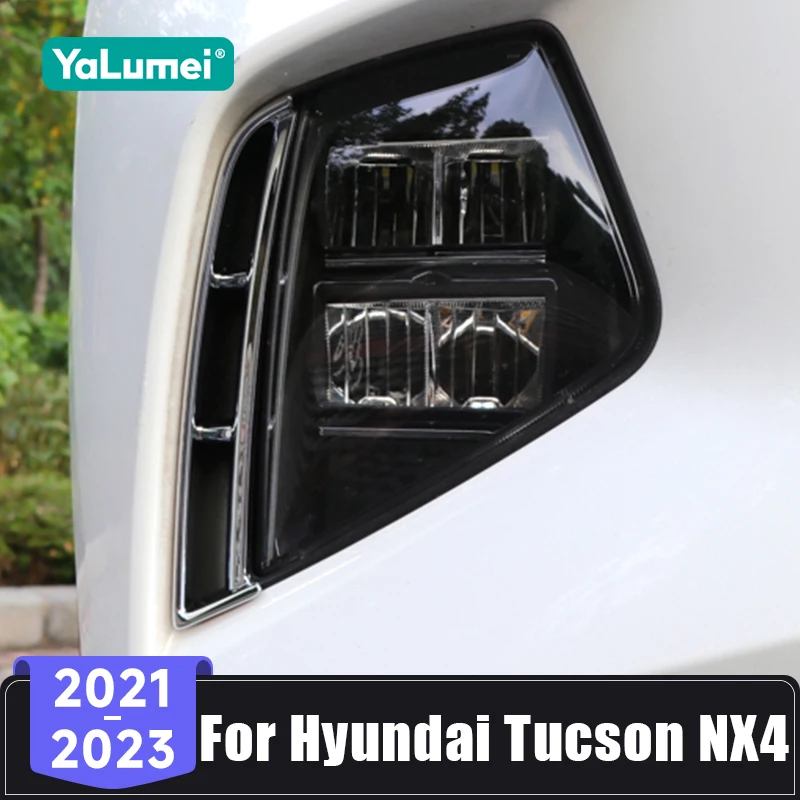 For Hyundai Tucson NX4 Hybrid N Line 2021 2022 2023 ABS Car Front Fog Light Cover Grill Lamp Frame Trim Sticker Accessories