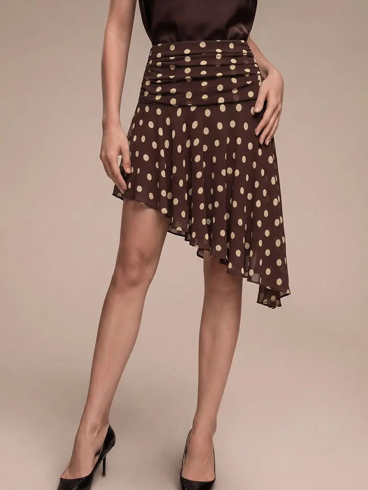 HH Damen Vintage Retro Polka Dot Minirock Asymmetrischer Reißverschluss-Rock Schicke Lässige Tägliche Party Elegante Outfits Damen Slim-Röcke